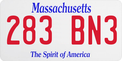 MA license plate 283BN3