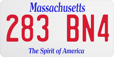 MA license plate 283BN4