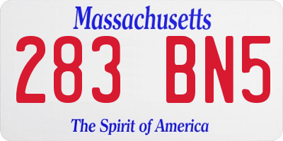 MA license plate 283BN5