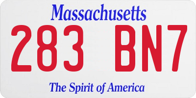 MA license plate 283BN7