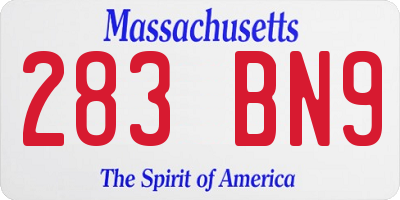 MA license plate 283BN9