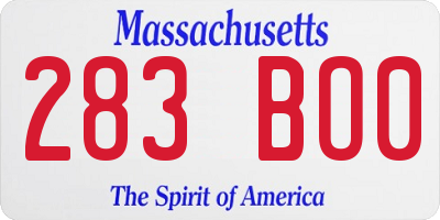 MA license plate 283BO0