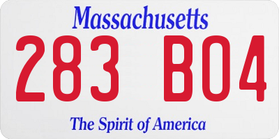 MA license plate 283BO4