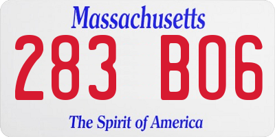 MA license plate 283BO6