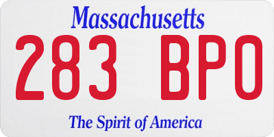 MA license plate 283BP0