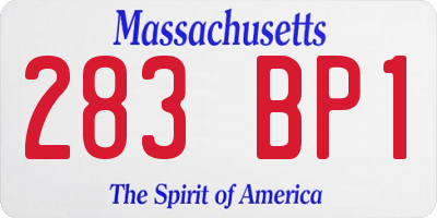 MA license plate 283BP1
