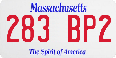 MA license plate 283BP2