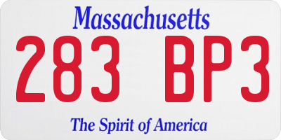 MA license plate 283BP3
