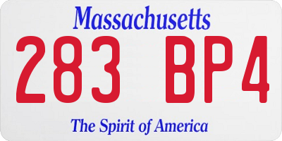 MA license plate 283BP4