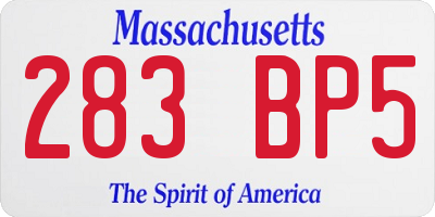 MA license plate 283BP5