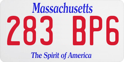 MA license plate 283BP6