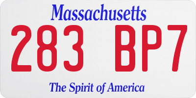MA license plate 283BP7