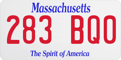 MA license plate 283BQ0