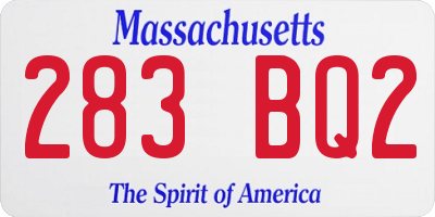MA license plate 283BQ2