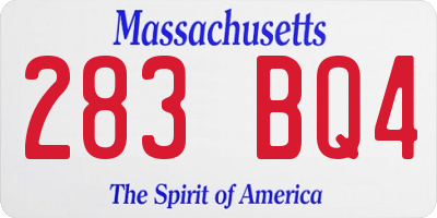MA license plate 283BQ4