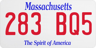 MA license plate 283BQ5