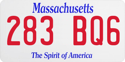 MA license plate 283BQ6