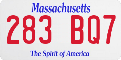 MA license plate 283BQ7