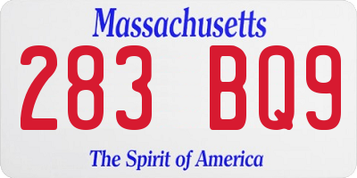 MA license plate 283BQ9