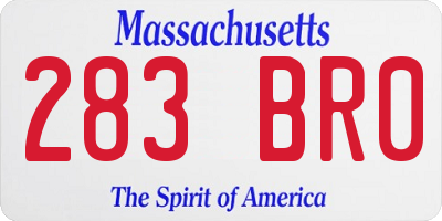 MA license plate 283BR0