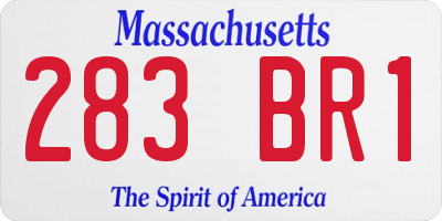 MA license plate 283BR1
