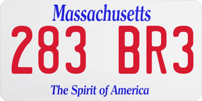 MA license plate 283BR3