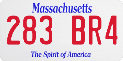 MA license plate 283BR4