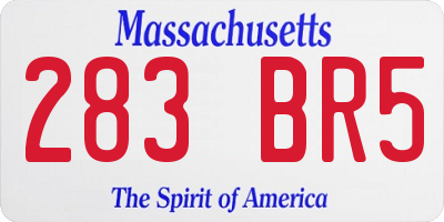 MA license plate 283BR5