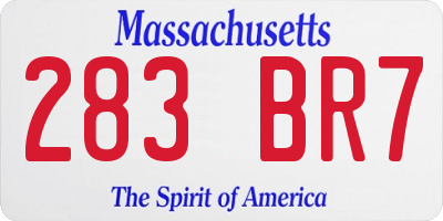 MA license plate 283BR7