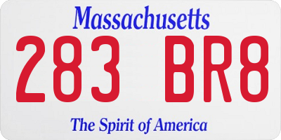 MA license plate 283BR8