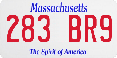 MA license plate 283BR9