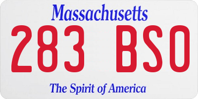 MA license plate 283BS0