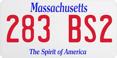 MA license plate 283BS2