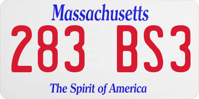 MA license plate 283BS3