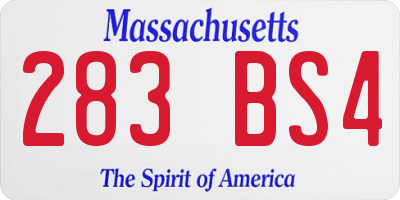 MA license plate 283BS4