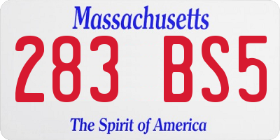 MA license plate 283BS5