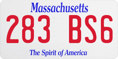 MA license plate 283BS6