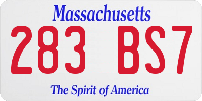 MA license plate 283BS7