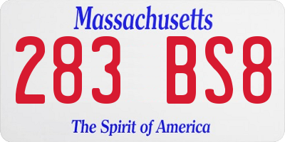 MA license plate 283BS8
