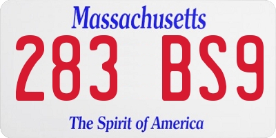 MA license plate 283BS9