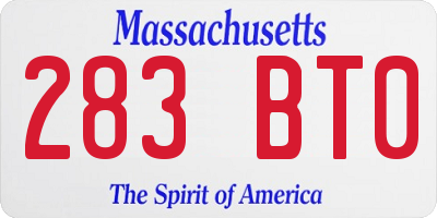 MA license plate 283BT0