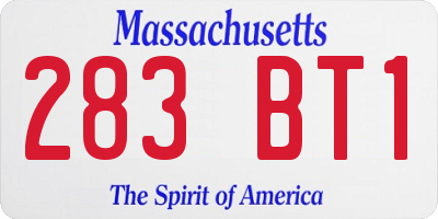 MA license plate 283BT1