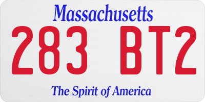 MA license plate 283BT2