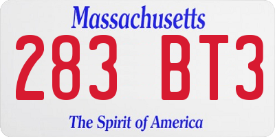 MA license plate 283BT3