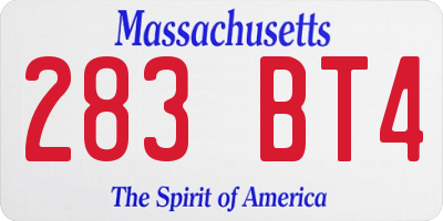 MA license plate 283BT4