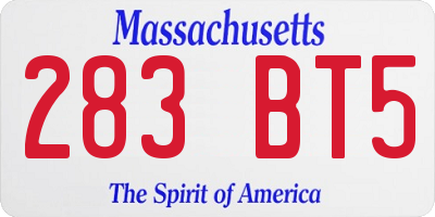 MA license plate 283BT5