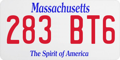 MA license plate 283BT6