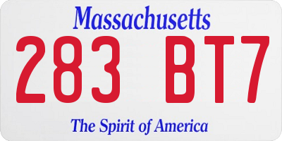 MA license plate 283BT7