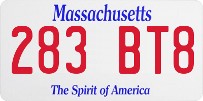 MA license plate 283BT8