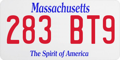 MA license plate 283BT9